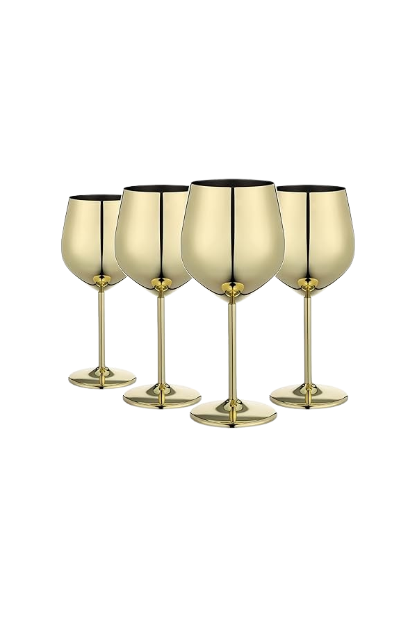 Verres à vin doré en acier inoxydable – incassable